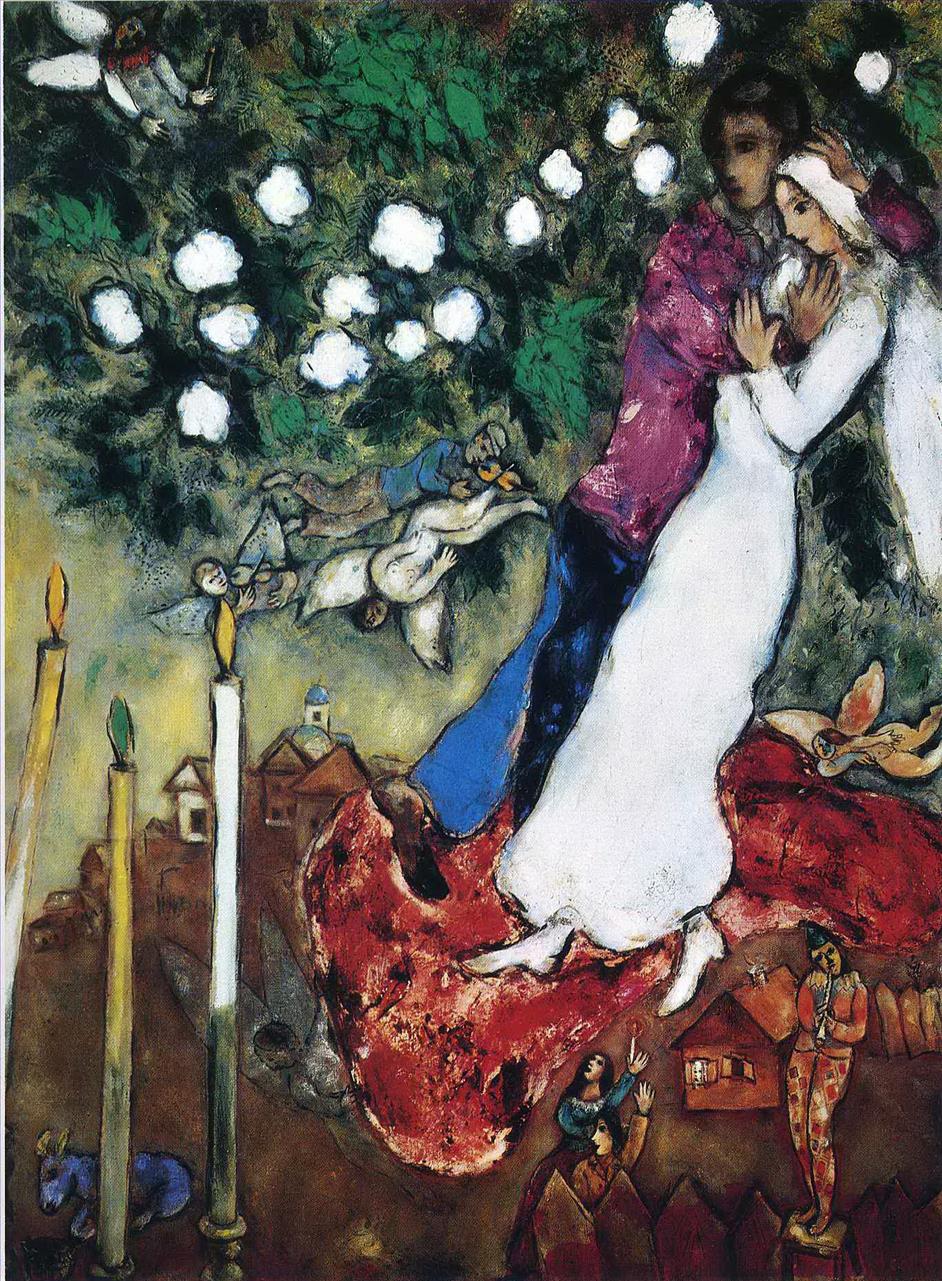 Die drei Kerzen Zeitgenosse Marc Chagall Ölgemälde